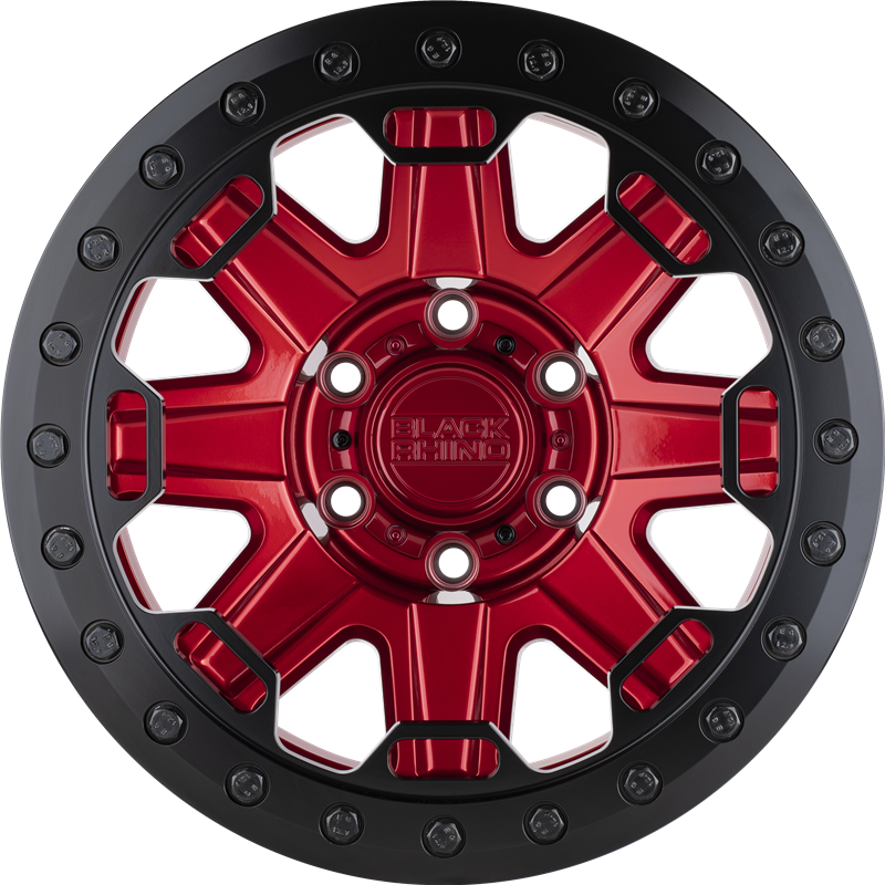 Black Rhino 17x8.5 Rift Beadlock Candy Red w/ Black Ring and Black Bolts +0mm