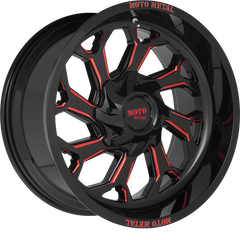 Moto Metal 20x10 MO999 Gloss Black Milled w/ Red Tint -18mm