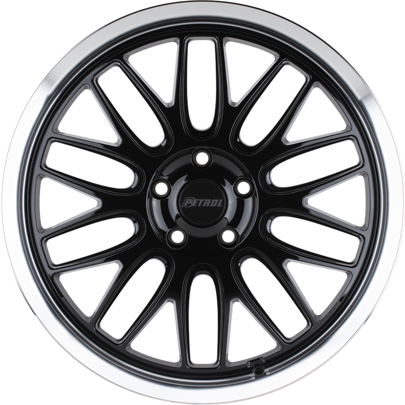 Petrol 16x7 P4C Gloss Black w/ Machined Lip +40mm