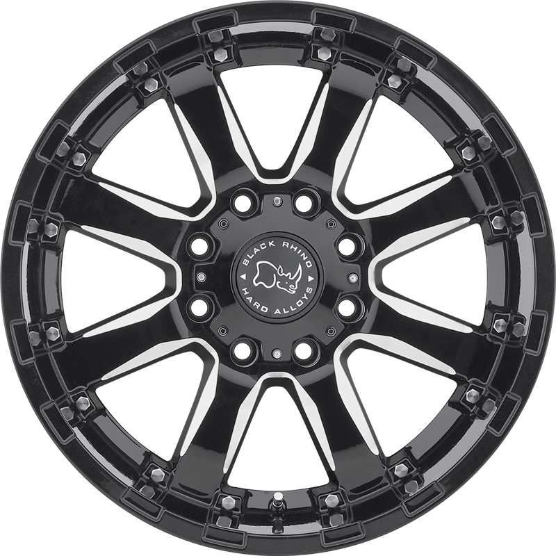 Black Rhino 20x10 Sierra Gloss Black w/ Milled Spokes -23mm