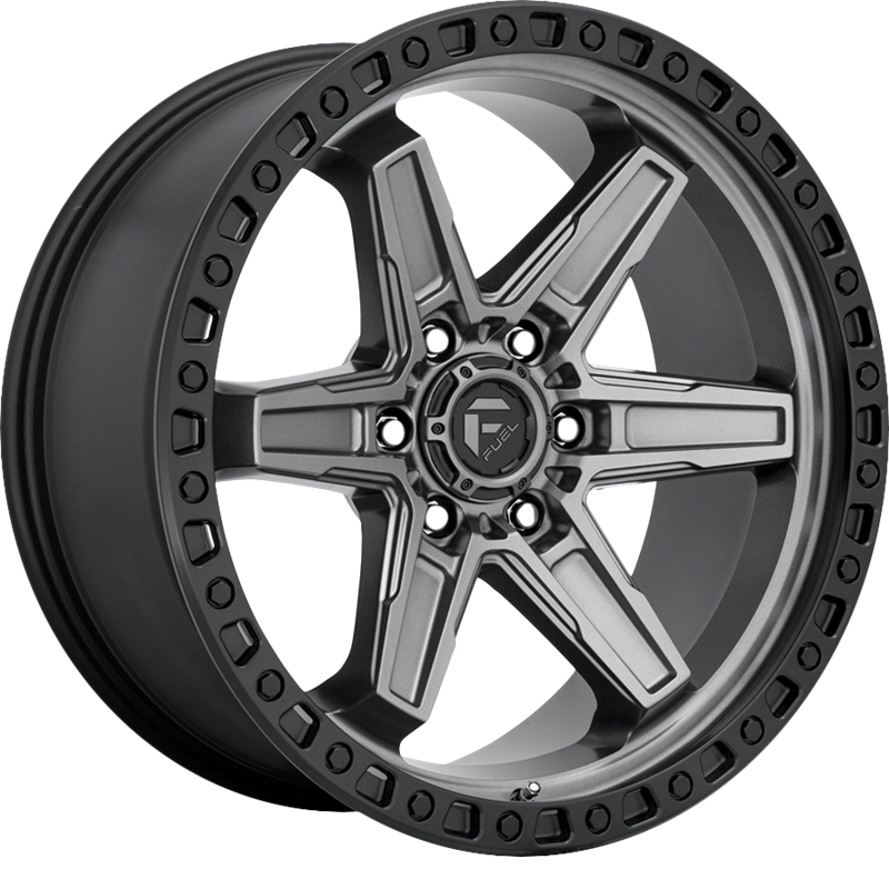 Fuel 17x9 D698 Kicker Matte Gunmetal w/ Black Bead Ring -12mm