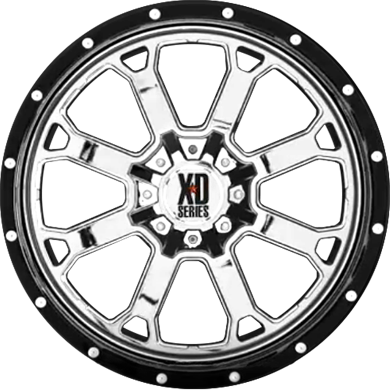 XD 20x10 XD202 Buck 25 Chrome w/ Gloss Black Milled Lip -18mm