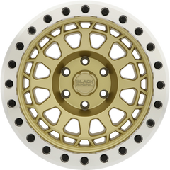 Black Rhino 17x8.5 Primm Beadlock Matte Gold w/ Machined Ring and Black Bolts -38mm