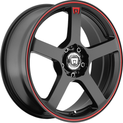 Motegi Racing 16x7 MR116 FS5 Matte Black w/ Red Racing Stripe +40mm