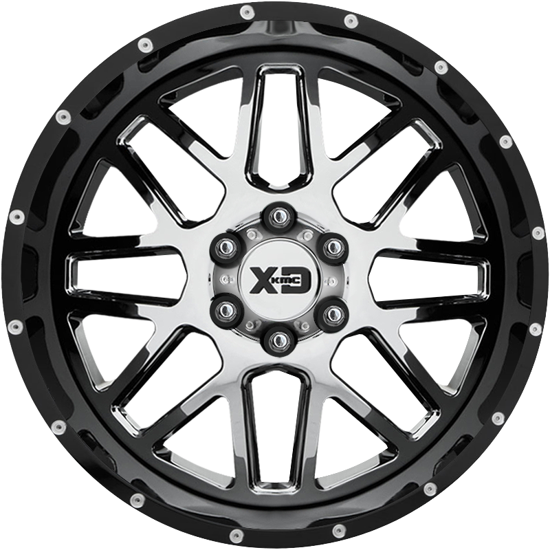 XD 20x10 XD201 Grenade Chrome w/ Gloss Black Milled Lip -18mm