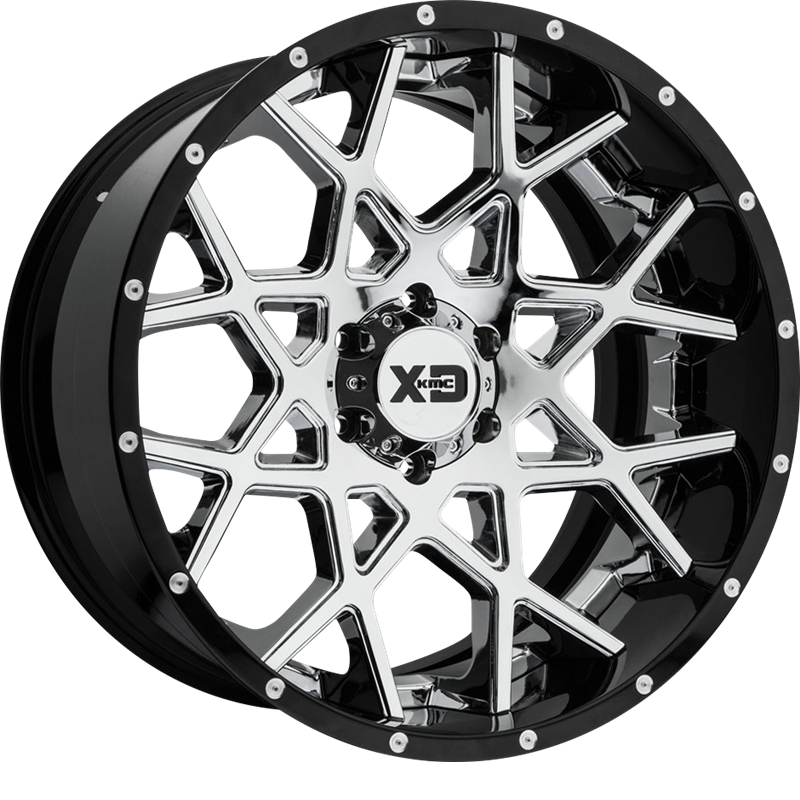 XD 20x10 XD203 Choptstix Chrome w/ Gloss Black Milled Lip -18mm