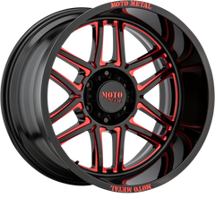 Moto Metal 20x10 MO992 Folsom Gloss Black Milled w/ Red Tint -18mm