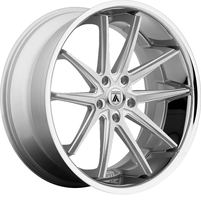 Asanti 20x10 ABL-5 Altair Silver Machined w/ Stainless Steel Lip +45mm