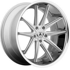 Asanti 20x10 ABL-5 Altair Silver Machined w/ Stainless Steel Lip +45mm