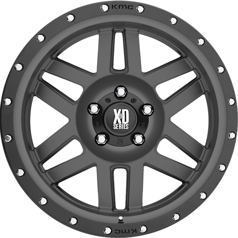 XD 20x9 XD128 Machete Matte Gray w/ Black Ring +0mm