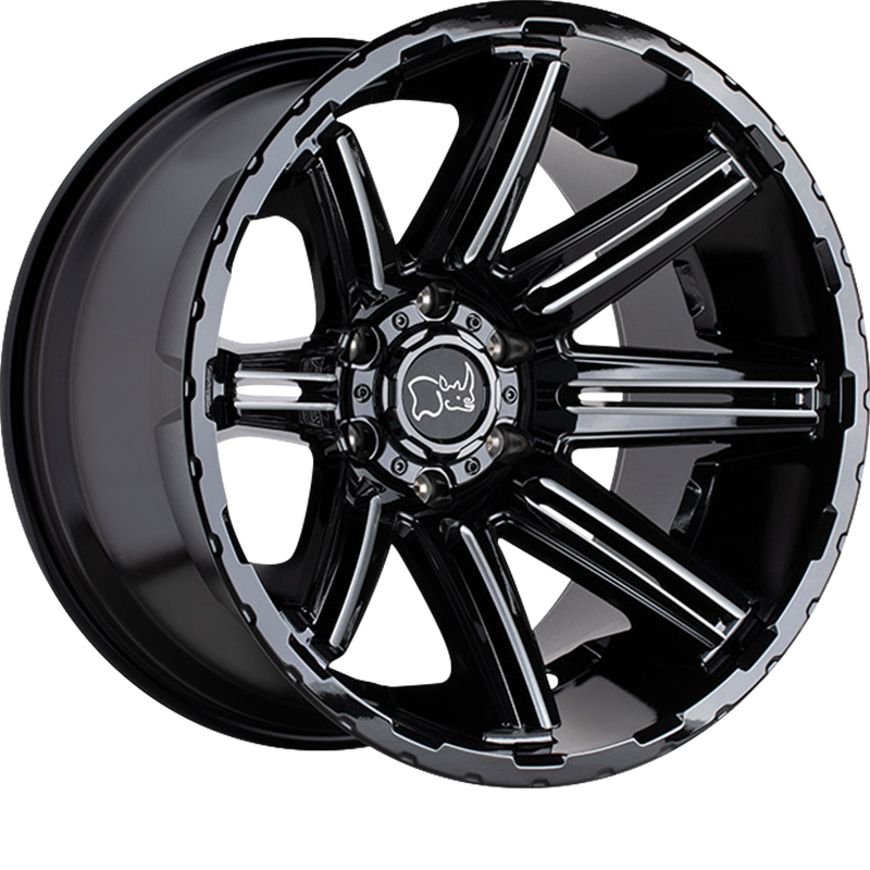 Black Rhino 20x9.5 Rampage Gloss Black w/ Mirror Cut Face +12mm