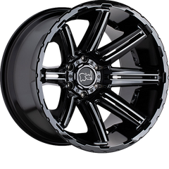 Black Rhino 20x9.5 Rampage Gloss Black w/ Mirror Cut Face +12mm