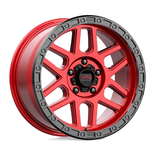 KMC 17x9 544 CANDY RED W/ BLACK LIP +18mm