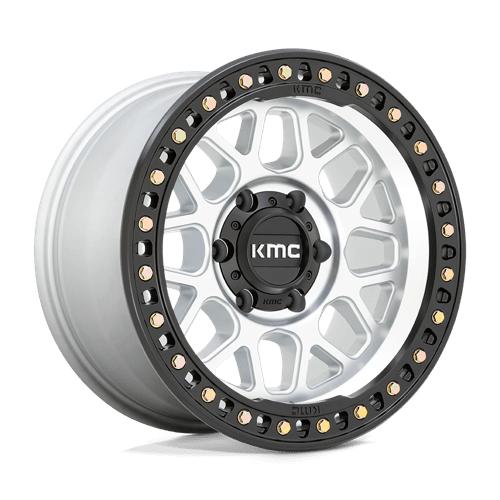 KMC 17x9 549 MACHINED W/ SATIN BLACK LIP +18mm