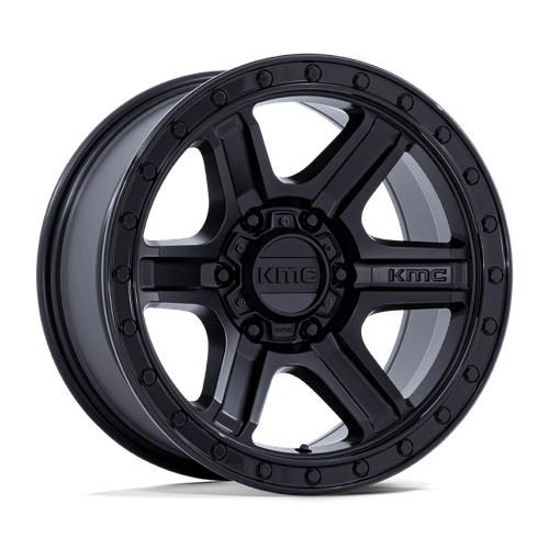 KMC 17x8 551 MATTE BLACK W/ GLOSS BLACK LIP +18mm
