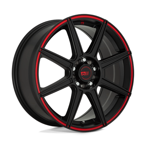 Motegi 18x8 142 SATIN BLACK W/ RED STRIPE +35mm