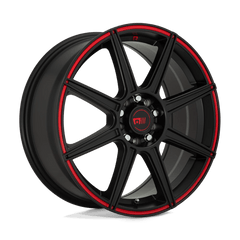 Motegi 18x8 142 SATIN BLACK W/ RED STRIPE +35mm