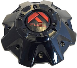 Fuel Gloss Black/Red Cover Cap 5/6 Lug with Black Rivets Hub Cap