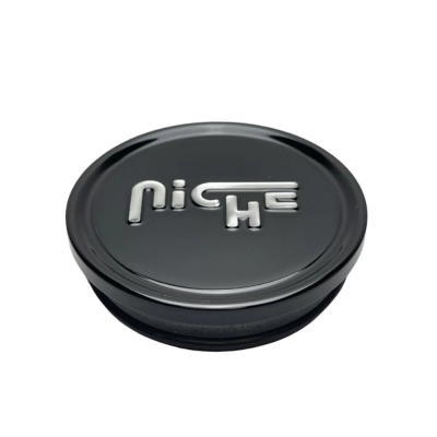 Niche Flat Hub Cap Gloss Black with Silver Logo for Jeep Groove