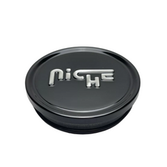 Niche Flat Hub Cap Gloss Black with Silver Logo for Jeep Groove