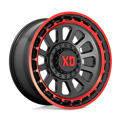 XD 17x9 856 SATIN BLACK MACHINED LIP W/ RED TINT +-12mm