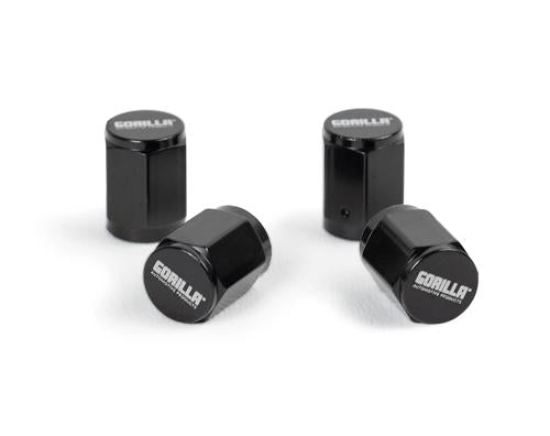 Gorilla Automotive Gorilla Valve Stem Cap Alum Black 4-Pack