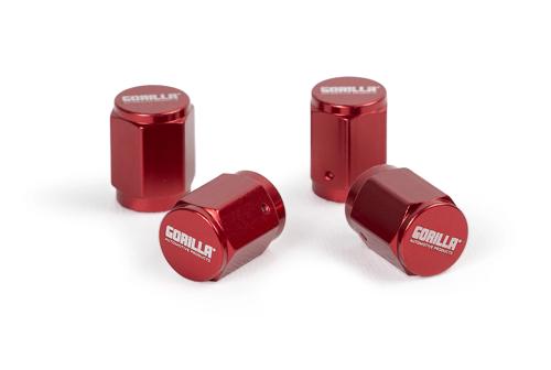 Gorilla Automotive Gorilla Valve Stem Cap Alum Red 4-Pack