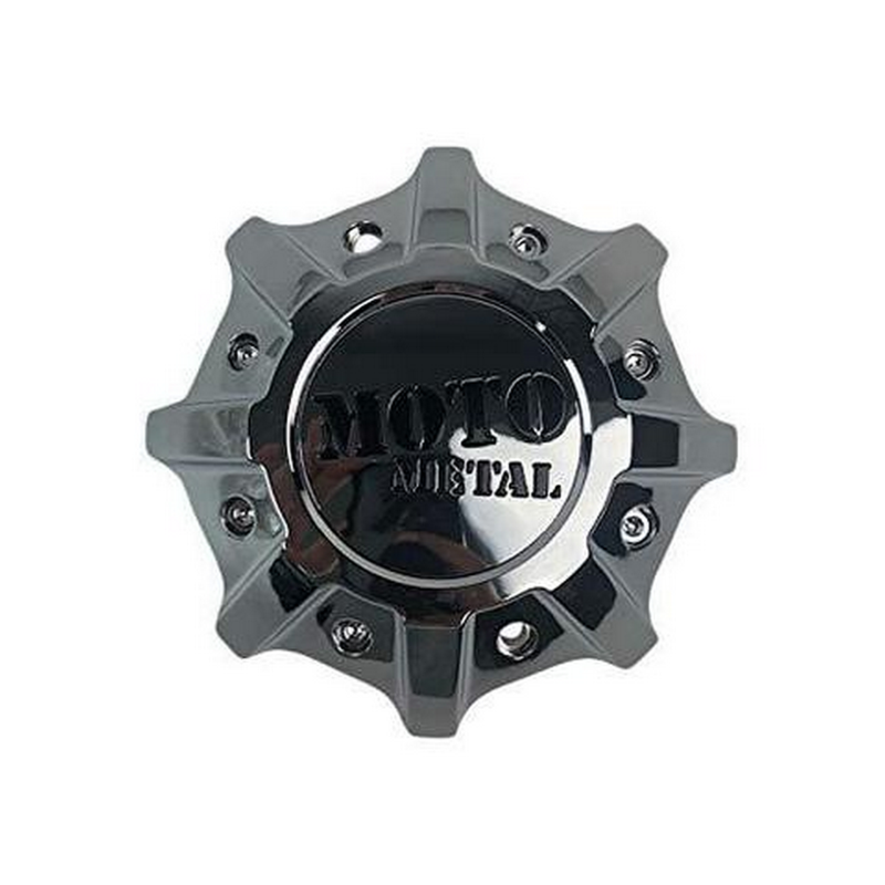 Moto Metal Bolt-On Chrome With Gloss Black Logo Hub Cap For 8X6.5/180