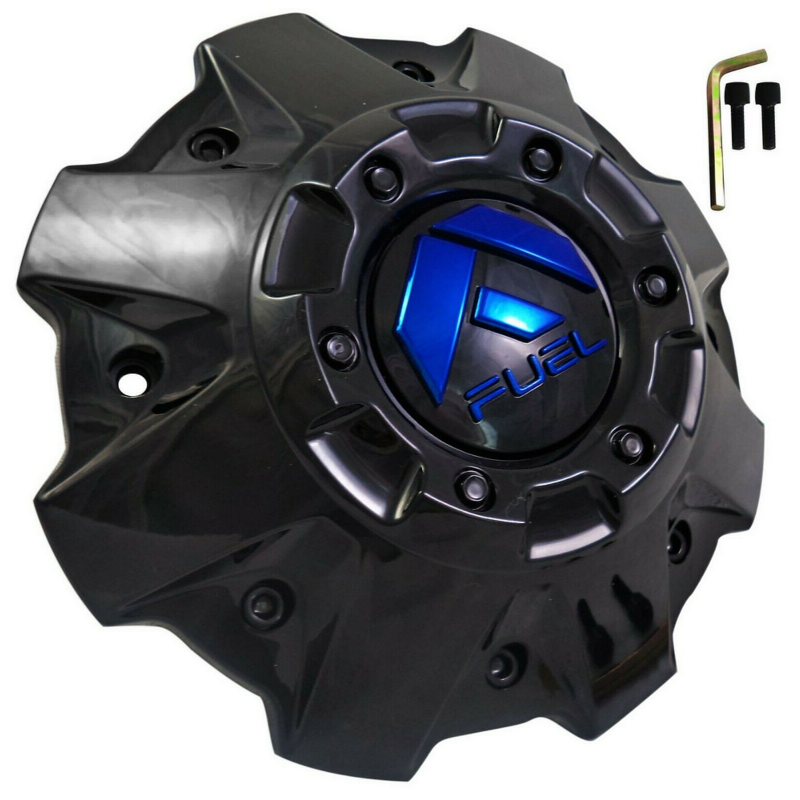 Fuel Cap 5/6 Lug Gloss Black with Blue Cover Hub Cap