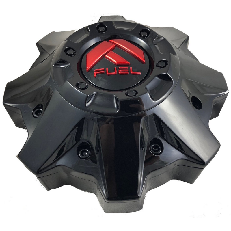 Fuel Gloss Black/Red (Flat) 8L 2.4" with Red Bolts Hub Cap