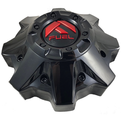 Fuel Gloss Black/Red (Flat) 8L 2.4" with Red Bolts Hub Cap