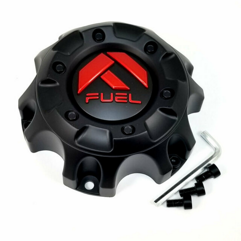Fuel Cap 6 Lug Matte Black with Red Tint Hub Cap