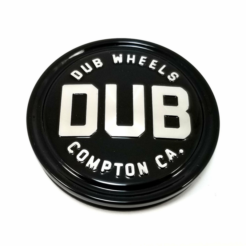 Dub Compton 3" Flat Hub Cap - Gloss Black with Silver Logo