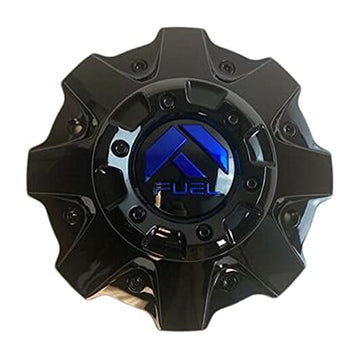 Fuel Gloss Black with Blue Logo Five-Bar Hub Cap for 8 Lug (2.75" Tall)