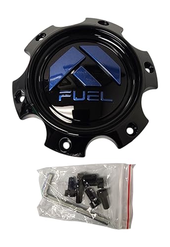 Fuel Large Bore Hub Cap with Gloss Black and Blue Logo for 6x5.5