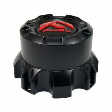 Fuel Bolt-On Hub Cap in Matte Black with Red and Black Logo for 5x5.0