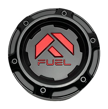 Fuel Snap-In Hub Cap Matte Black with Red Logo - Large Bore (3.94")