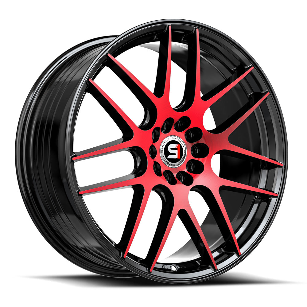 Spec-1 20x8.5 SP-65 Gloss Black & Red Machined +38mm