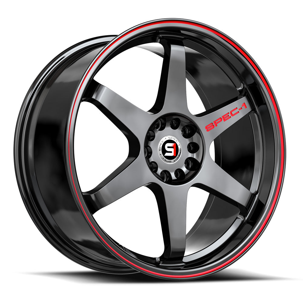 Spec-1 18x10.5 SPT-33 Gloss Black & Red Line -8mm