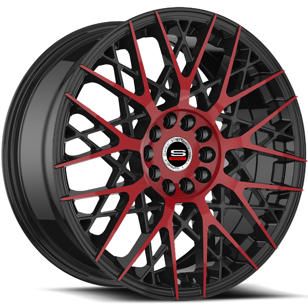 Spec-1 17x7.5 SP-53 Gloss Black & Red Machined +42mm