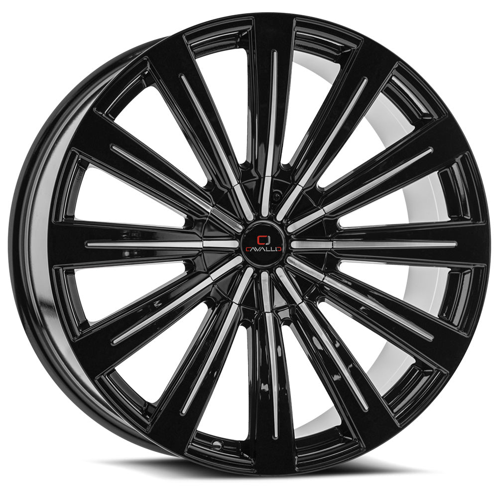 Cavallo 22x8.5 CLV-49 Gloss Black & Machined +38mm