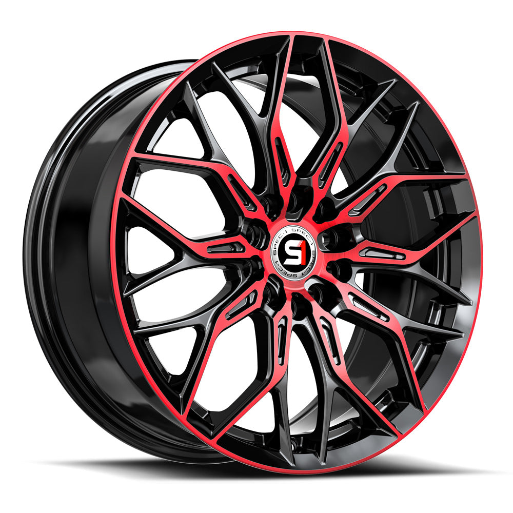 Spec-1 17x7.5 SP-57 Gloss Black & Red Machined +42mm