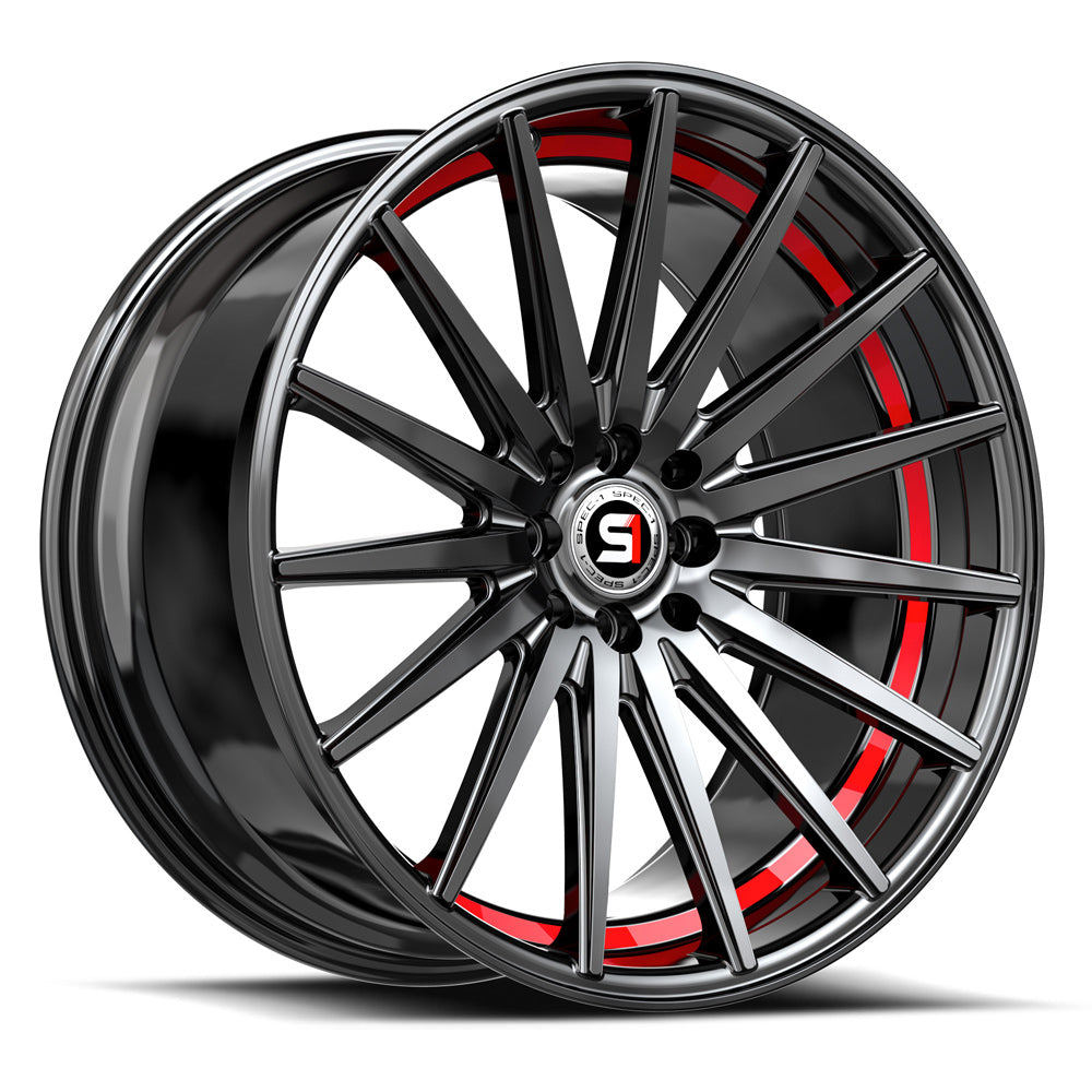 Spec-1 18x8 SP-69 Gloss Black & Red Under Cut +38mm