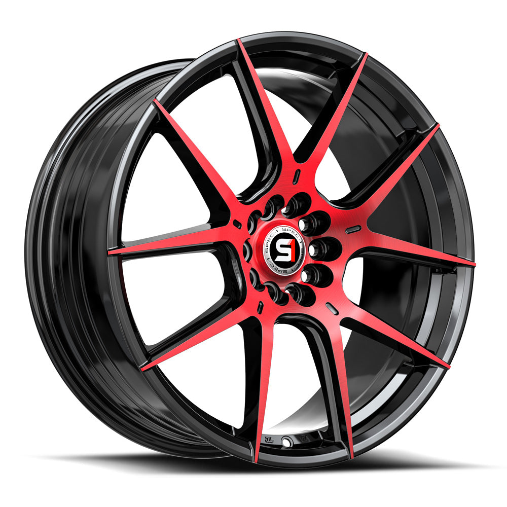 Spec-1 18x8 SP-71 Gloss Black & Red Machined +38mm