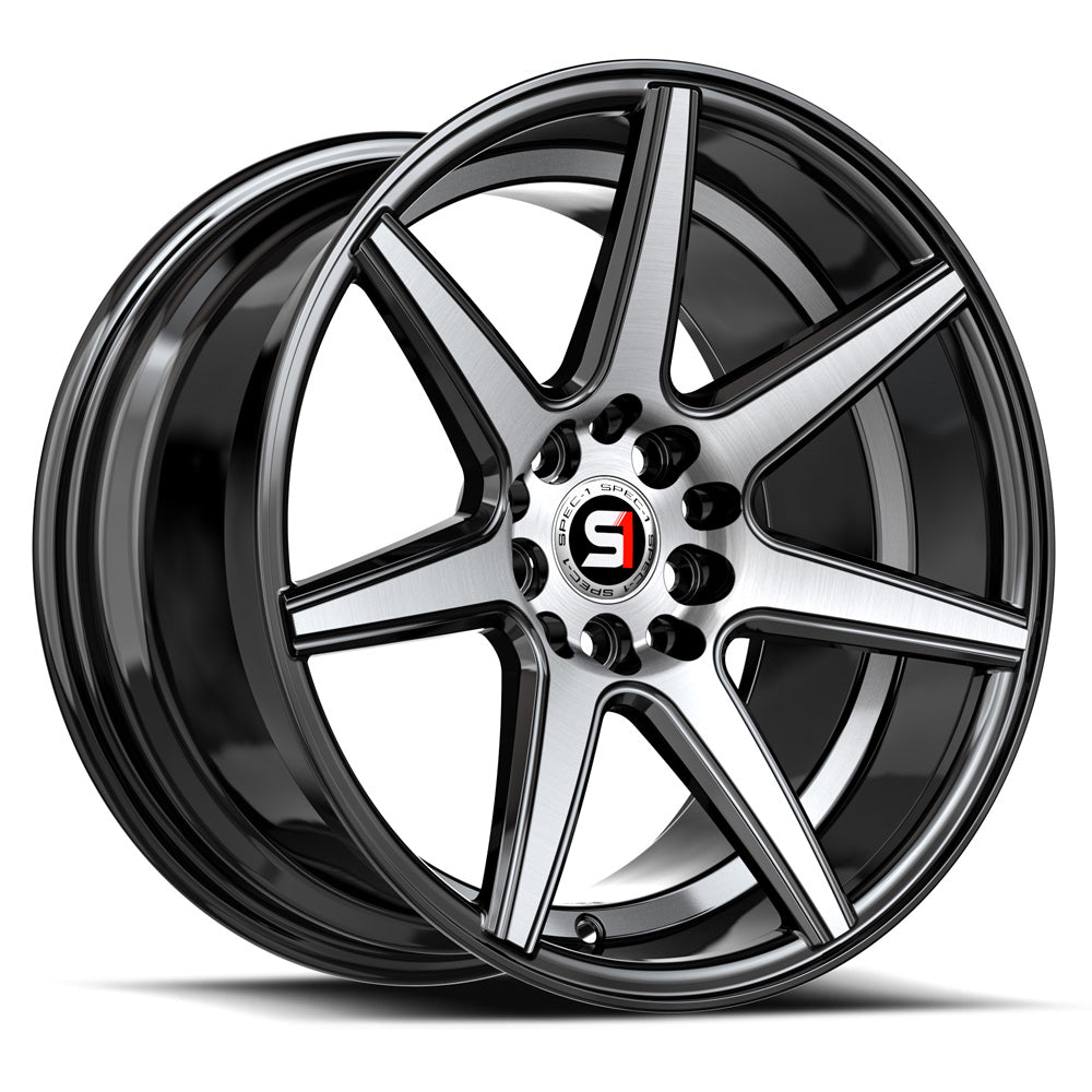 Spec-1 17x7.5 SP-73 Gloss Black & Machined & Undercut +42mm