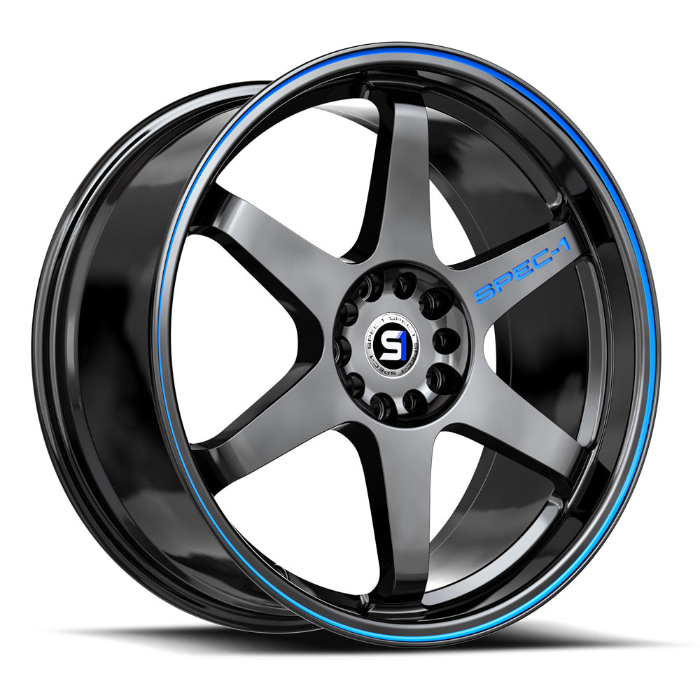 Spec-1 18x10.5 SPT-33 Gloss Black & Blue Line -8mm