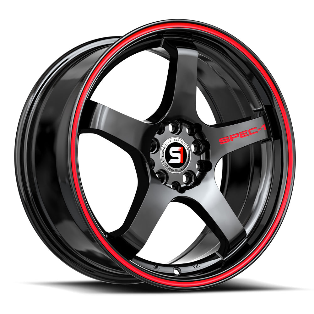 Spec-1 18x9.5 SPT-31 Gloss Black & Red Line +42mm