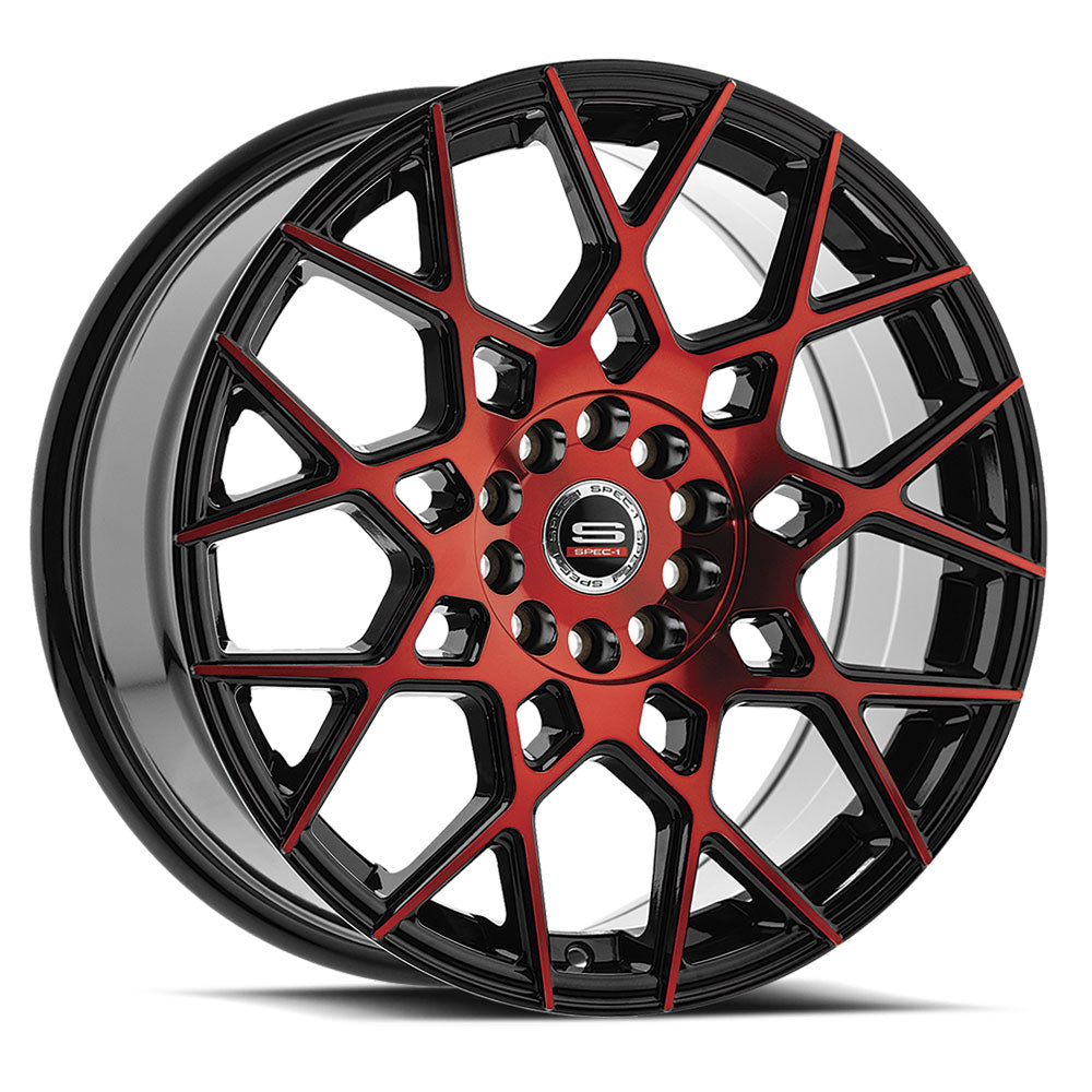 Spec-1 20x8.5 SP-52 Gloss Black & Red Machined +38mm