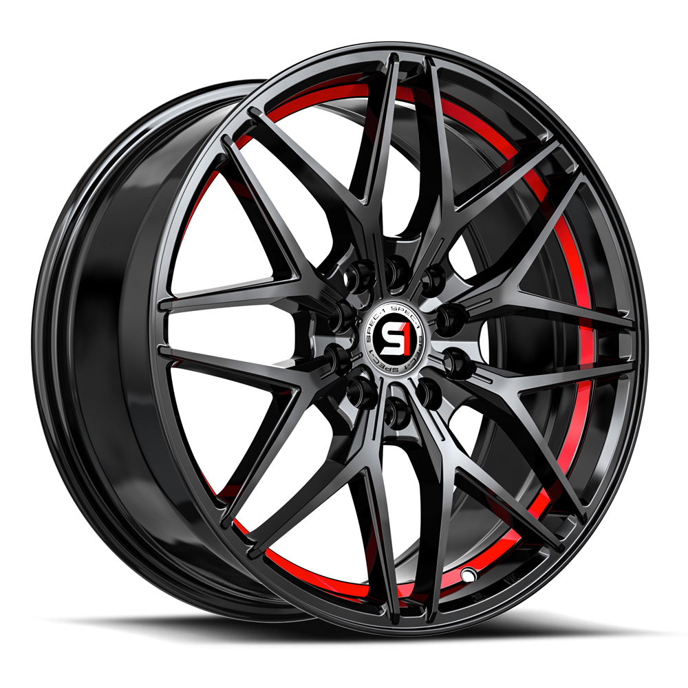 Spec-1 17x7.5 SP-60 Gloss Black & Red Undercut +42mm