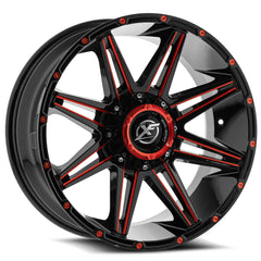 XF Off-Road 17x9 XF-220 Gloss Black & Red Milled +0mm